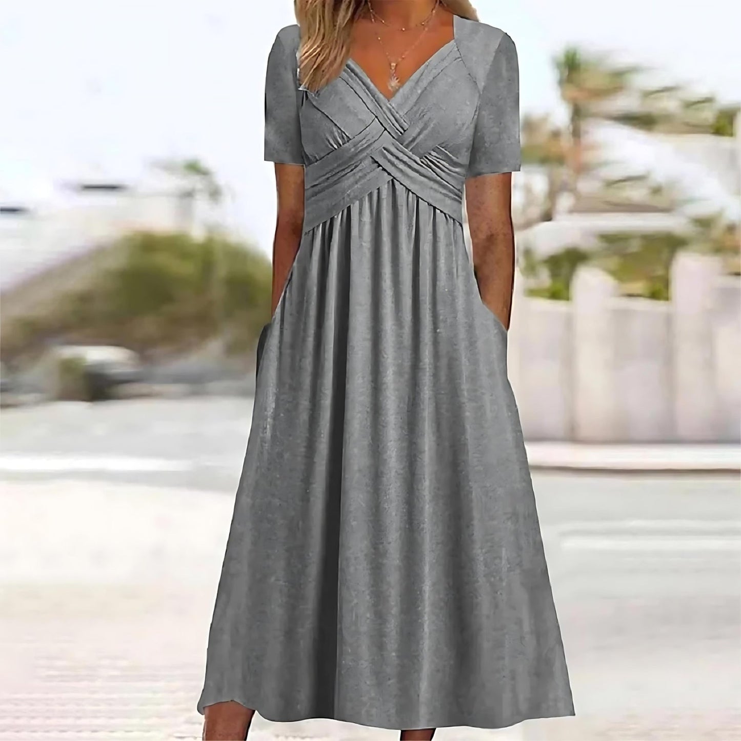 Ella - Elegant Midi Dress with Tummy Coverage