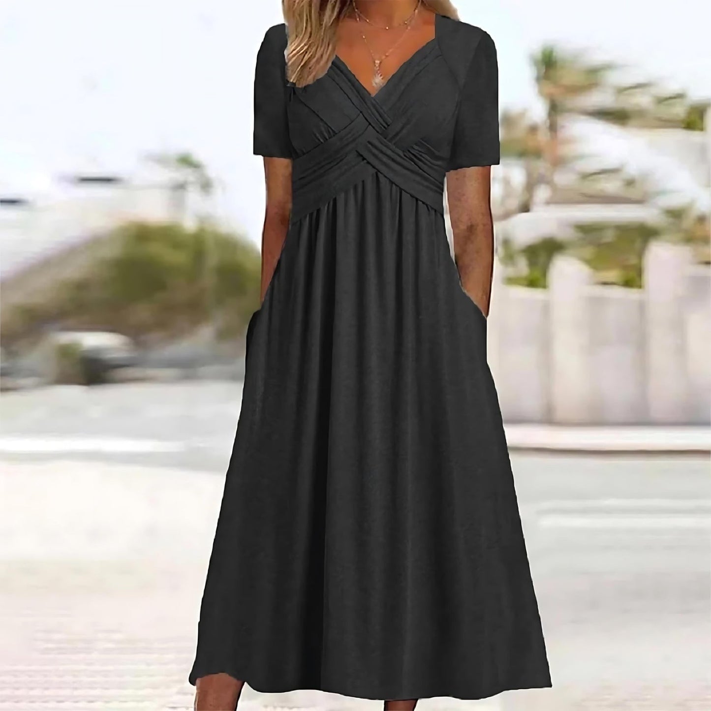 Ella - Elegant Midi Dress with Tummy Coverage